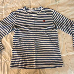 Comme Des garçon White & Light Blue Baseball Shirt - S